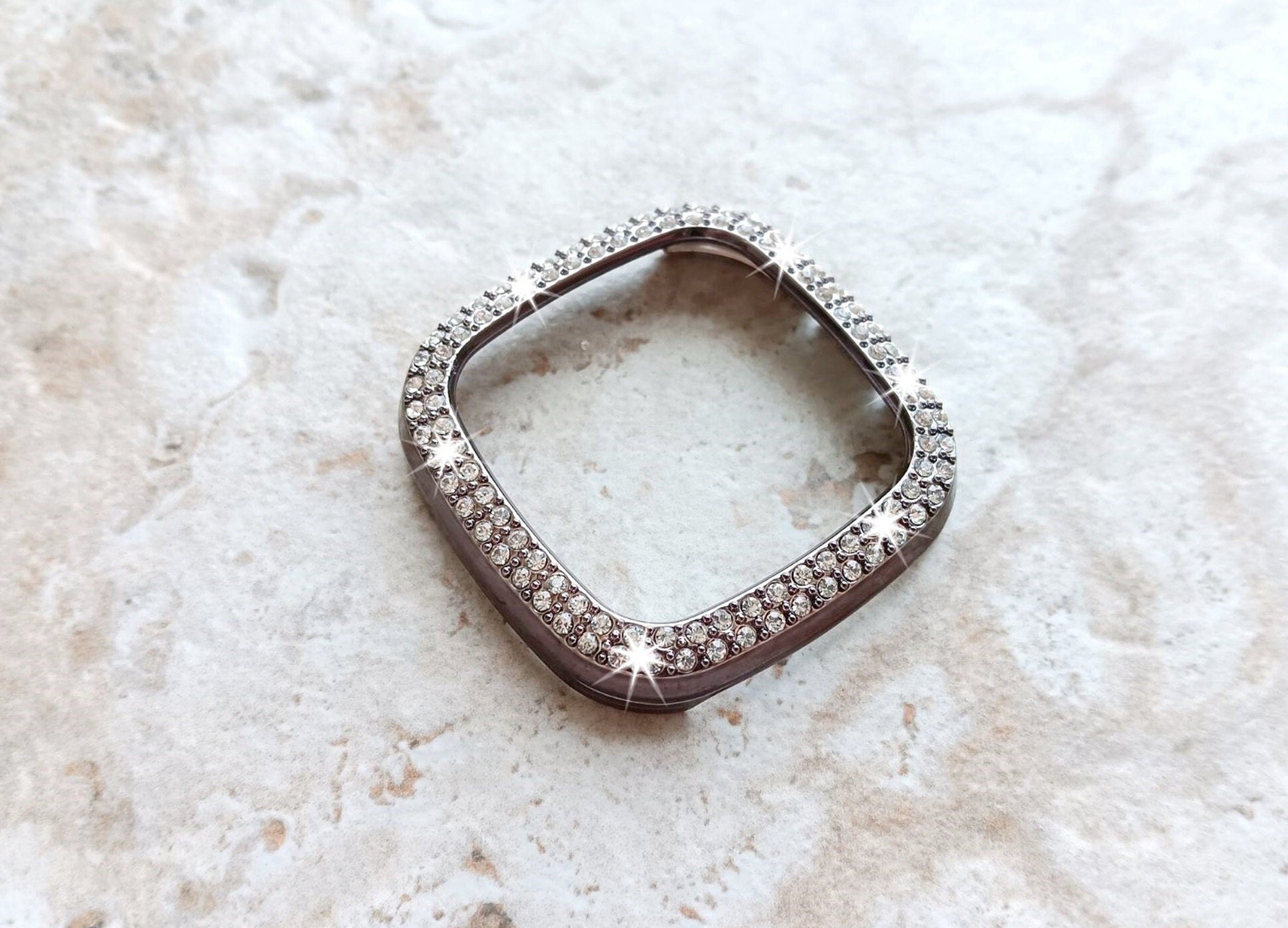 Fitbit Watch Crystal Bezel Bling Case Cover for Versa 2 3 4 and Sense 1 2 Smartwatches Hard Protective Sparkling Guard Bumper Frame